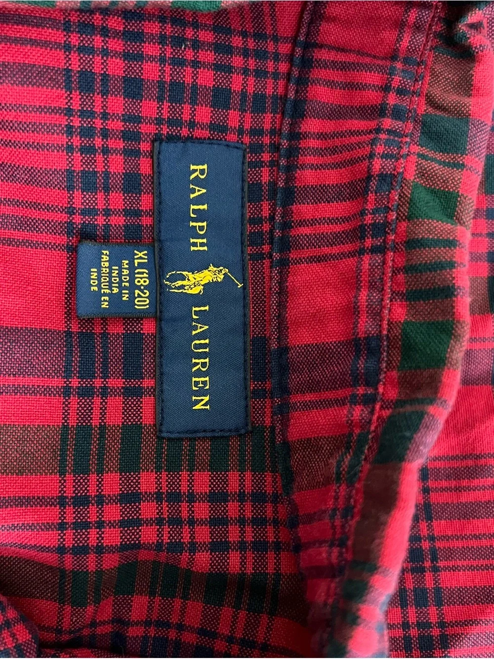 Ralph Lauren boys XL (18-20) Red Plaid Button-Down Shirt